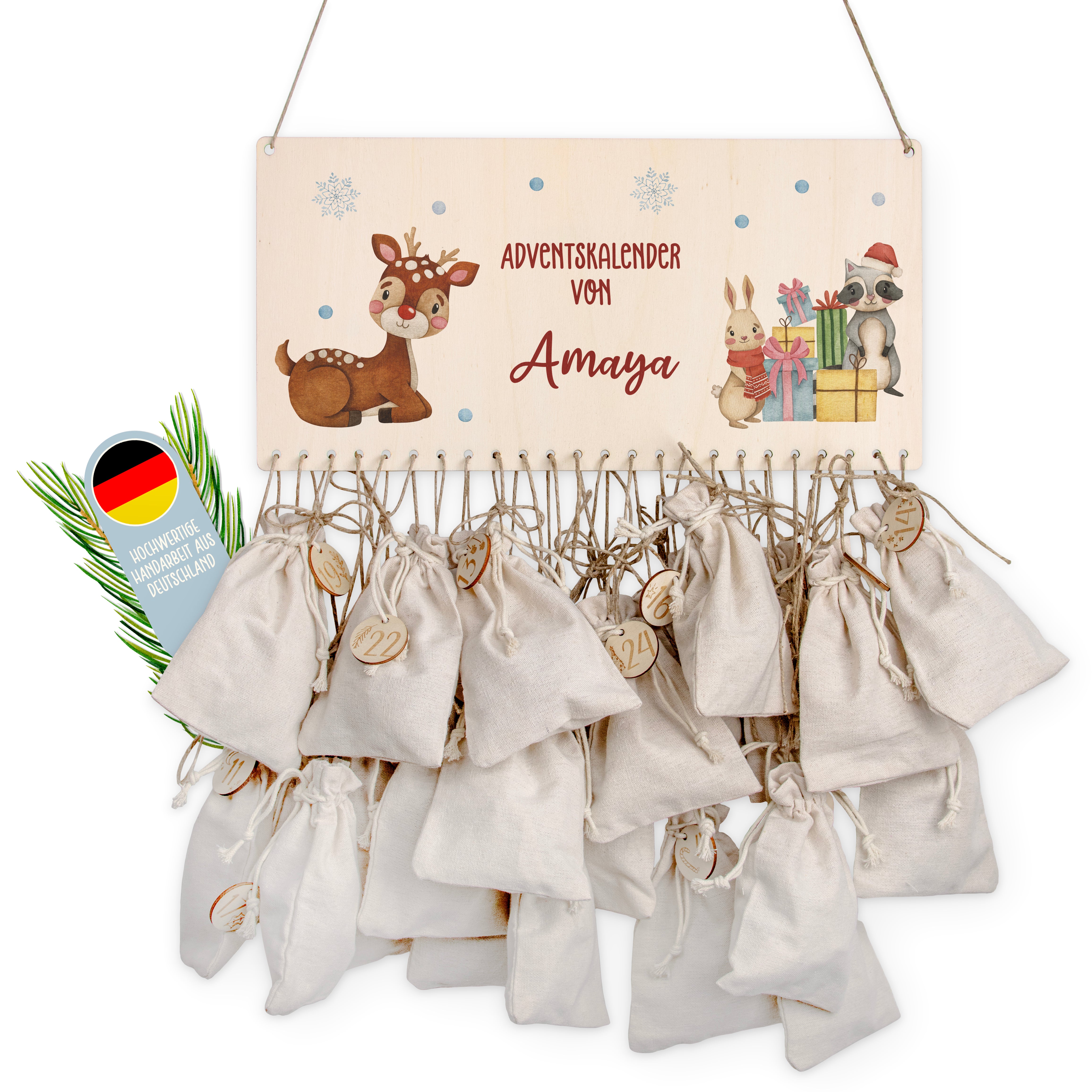 Adventskalender Brett | Design 02 | Rudolf mit Freundebande